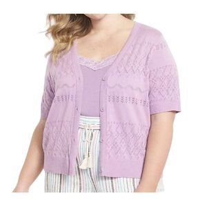 Lane Bryant Cardigan Sweater Classic Perfect Sleeve Button-Front Lilac Womens 26